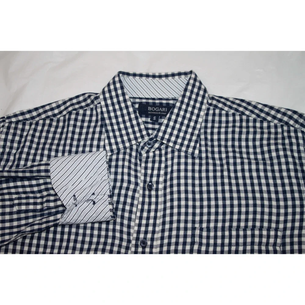 Bogari Men's Long Sleeve Button Front Flip Cuff Shirt Size Small‎